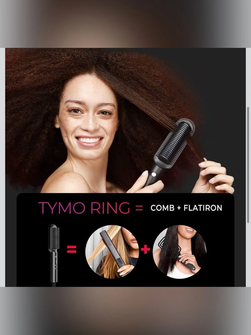 Hair Straightener Brush, TYMO Ring Hair Straightener Comb Straightening Brush
